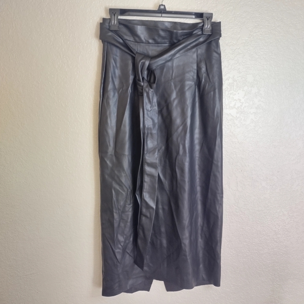 NWT MDNT:45 Faux Leather high-waisted wrap skirt SZ S - Picture 6 of 11